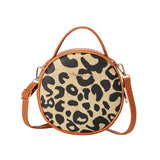 Leopard Print Messenger Round Bag for Women