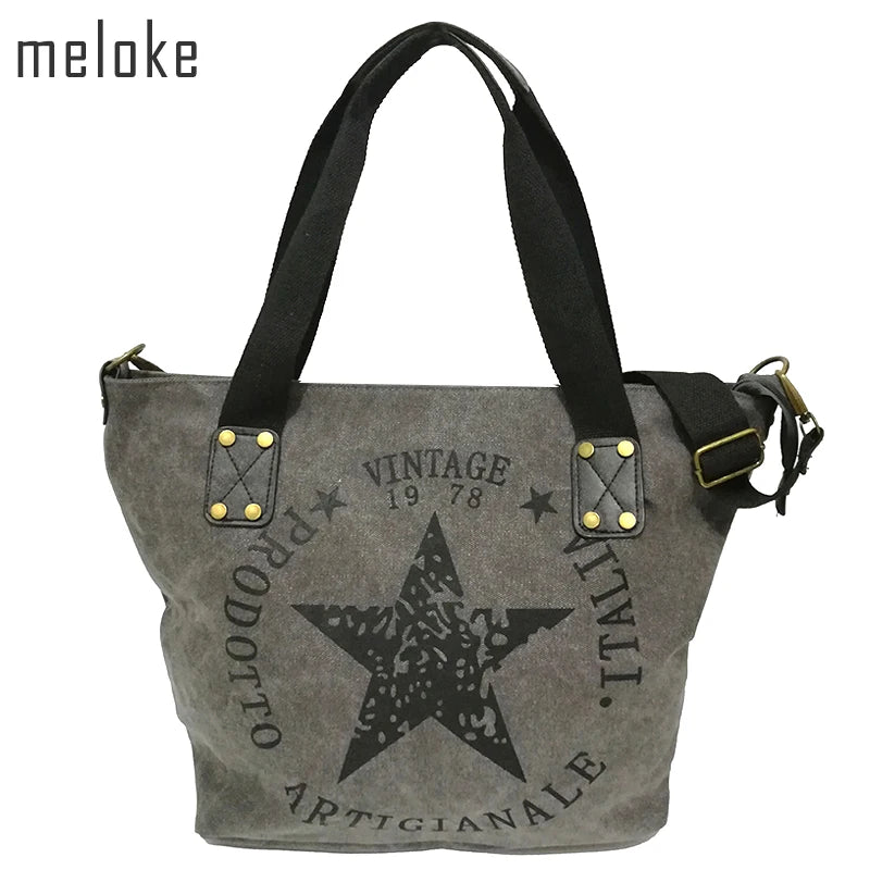 Vintage Canvas Shoulder Bag Women Travel Tote Multifunctional Bolsos