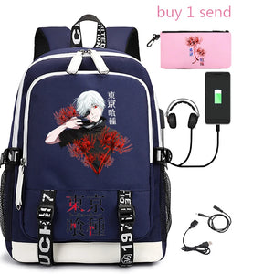 USB Charging School Bag for Boys Girls Tokyo Ghoul Print