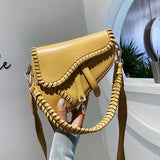 Women's Shoulder Messenger Saddle Bag Autumn Fashion Solid Color Literary Bag