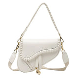 Women's Shoulder Messenger Saddle Bag Autumn Fashion Solid Color Literary Bag