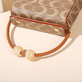 Beaded Shoulder Bag Mini Purse Top Handle Small Phone Pocket Brown