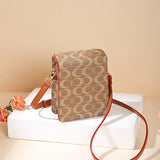 Beaded Shoulder Bag Mini Purse Top Handle Small Phone Pocket Brown