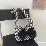 Plaid Crossbody Bag Canvas Shoulder Bow Portable Bag Kpop Waist Packs