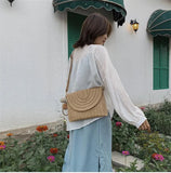 Boho Woven Crossbody Straw Clutch Purse with Pendant