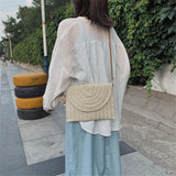 Boho Woven Crossbody Straw Clutch Purse with Pendant