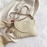 Boho Woven Crossbody Straw Clutch Purse with Pendant