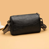 Braided Wide Shoulder Straps Small Leather Women's Messenger Bag Purse