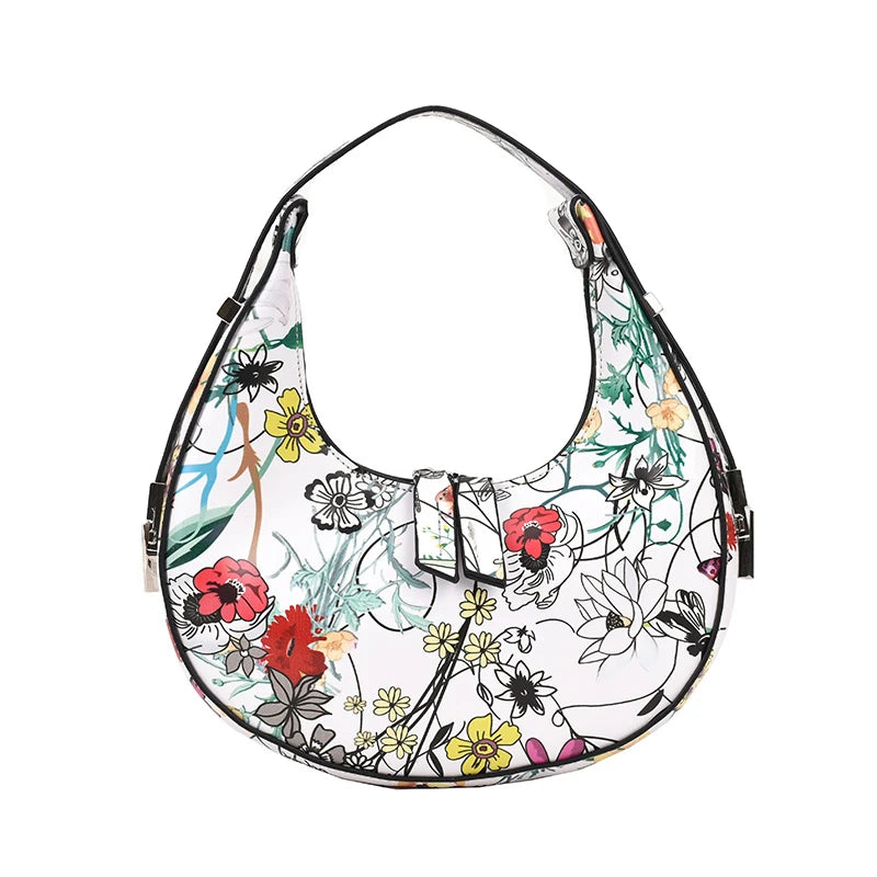 Print Half Moon Shoulder Bag for Women
