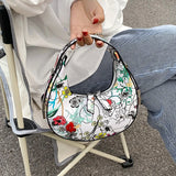 Print Half Moon Shoulder Bag for Women