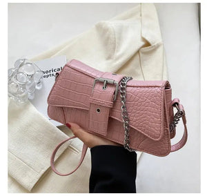 Crocodile Pattern Women's Underarm Bag Chain Messenger Handbag