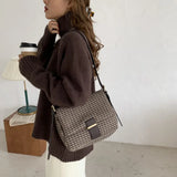 Women Lattice Shoulder Crossbody Bag Portable Clutch Tide