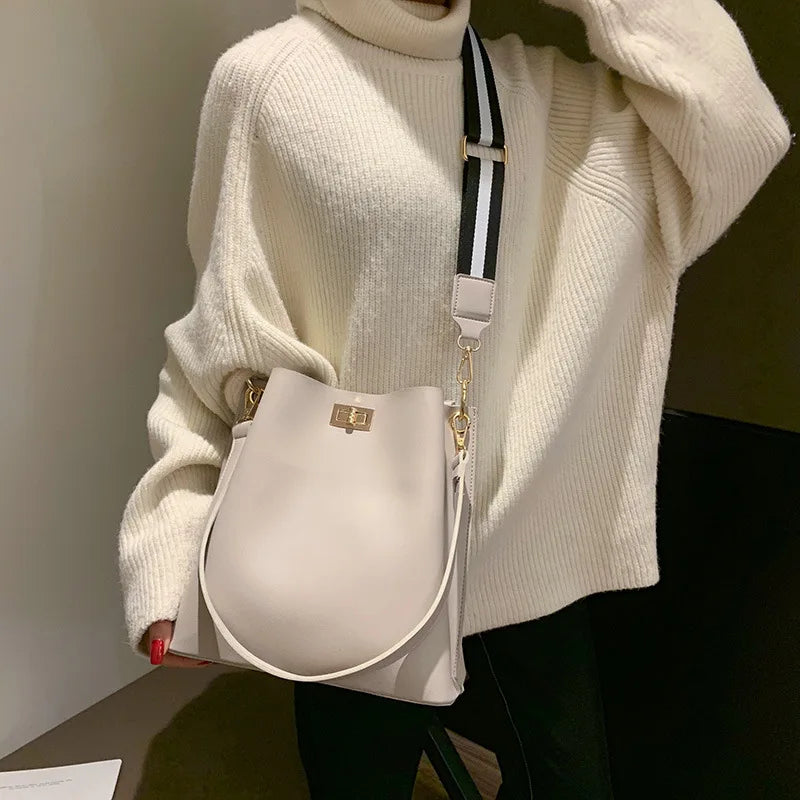 Women PU Leather Bucket Shoulder Bag Vintage Messenger Bag KL1086