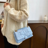 Orange Chain Messenger Bag Clutch Rivet Shoulder Soft Leather Bag