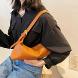 Women Soft PU Leather Axillary Bags Shoulder Bags Brown Crossbody Bags