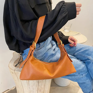 Women Soft PU Leather Axillary Bags Shoulder Bags Brown Crossbody Bags