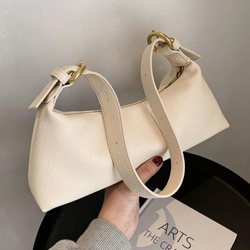 Women Soft PU Leather Axillary Bags Shoulder Bags Brown Crossbody Bags