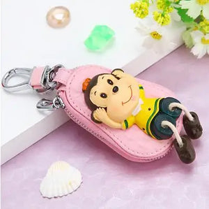 Monkey Cartoon Leather Key Bag for Women & Men