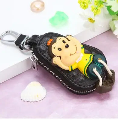 Monkey Cartoon Leather Key Bag for Women & Men