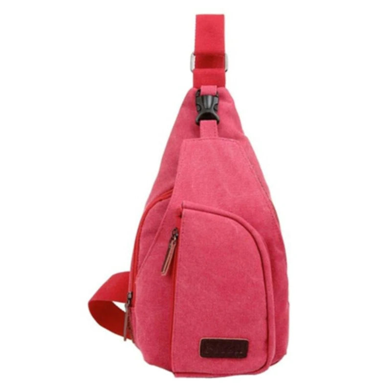 Men Vintage Canvas Leather Sling Chest Pack Bag