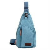 Men Vintage Canvas Leather Sling Chest Pack Bag