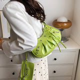 Half Moon Punk Shoulder Bag Rivets Crossbody
