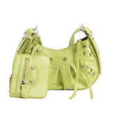 Half Moon Punk Shoulder Bag Rivets Crossbody