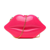 Red Lips Clutch Bag Acrylic Chain Shoulder Bag Evening Purse MN443