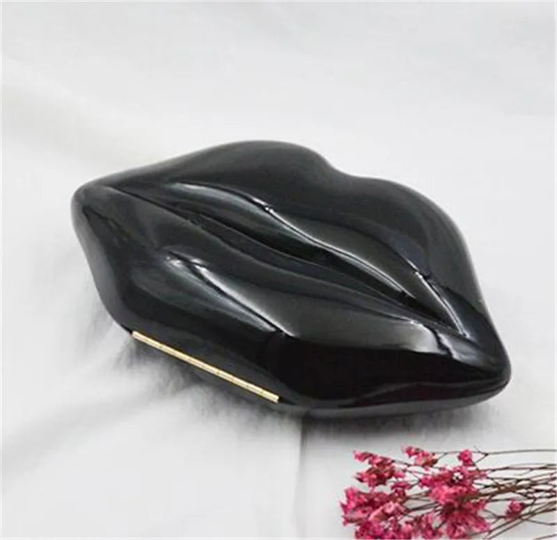 Red Lips Clutch Bag Acrylic Chain Shoulder Bag Evening Purse MN443