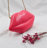 Red Lips Clutch Bag Acrylic Chain Shoulder Bag Evening Purse MN443