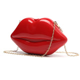 Red Lips Clutch Bag Acrylic Chain Shoulder Bag Evening Purse MN443