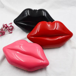 Red Lips Clutch Bag Acrylic Chain Shoulder Bag Evening Purse MN443