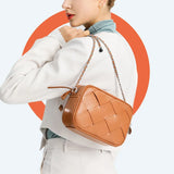 Women Braided Shoulder Bag Mini Woven Flap Phone Bag