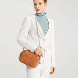 Women Braided Shoulder Bag Mini Woven Flap Phone Bag