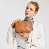 Women Braided Shoulder Bag Mini Woven Flap Phone Bag