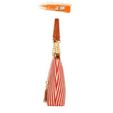 Canvas Striped Women's Bag with Tassel Chain