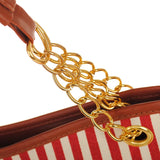 Canvas Striped Women's Bag with Tassel Chain