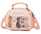 Animal Printing Cats Ladies Bag Leather Messenger Circle Women Handbag
