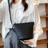 Women's Bucket Shoulder Bag Leather Crossbody Handbag