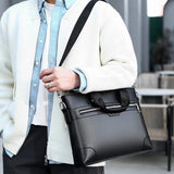 Men's Leather Business Shoulder Bag Laptop Handbag