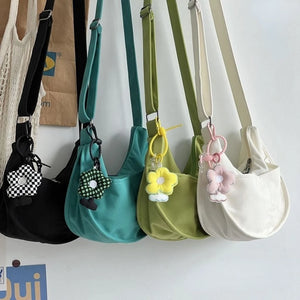 Canvas Messenger Bag Solid Handbags Shoulder Underarm Youth Crossbody Bag