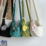 Canvas Messenger Bag Solid Handbags Shoulder Underarm Youth Crossbody Bag