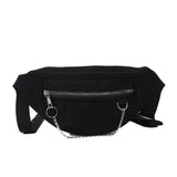 Canvas Chain Fanny Waist Bag Zipper Chest Bag