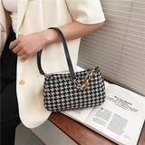 Leopard Lattice Zipper Shoulder Bag for Women