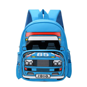 Cartoon Bus Patterns Polyester Children School Bag Waterproof Backpack