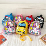 Cartoon Bus Patterns Polyester Children School Bag Waterproof Backpack