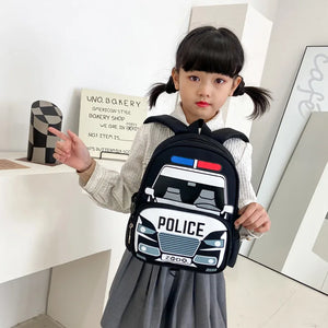 Cartoon Bus Patterns Polyester Children School Bag Waterproof Backpack