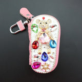 Diamond Bear Key Wallet Leather Organizer Case for Women