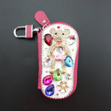 Diamond Bear Key Wallet Leather Organizer Case for Women