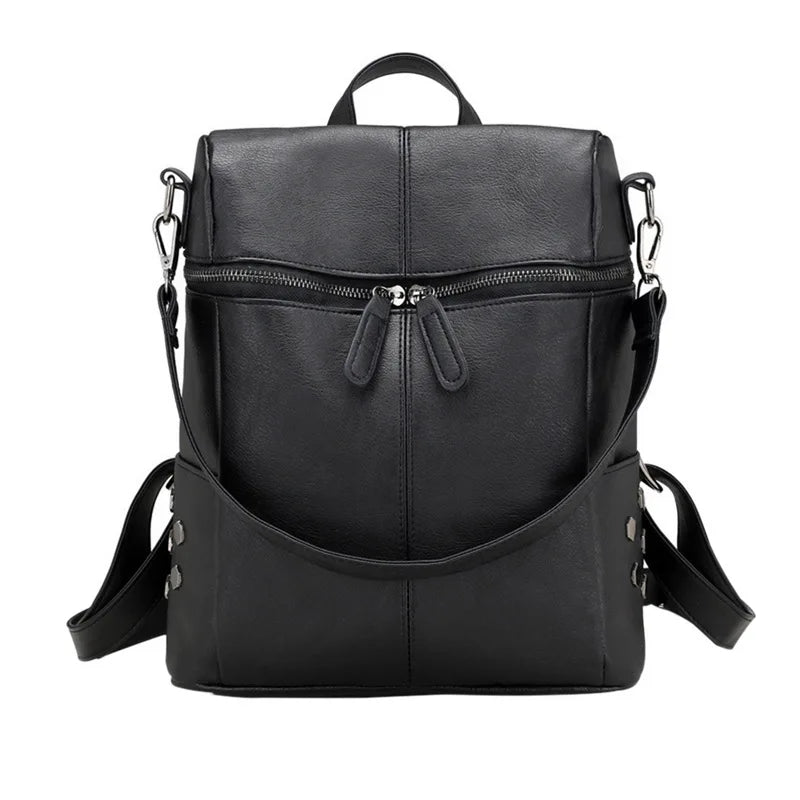 Vintage Nubuck Leather School Backpack Large Capacity Waterproof Shoulder Bag